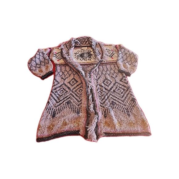 PILCRO Anthropologie Evil Eye Fringe Wool Linen Cardigan Sweater Size XS / S - Picture 1 of 15